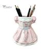 Multipurpose Storage Box Bow Dress Pencil Cup, Ceramic Desk Organizer, Cute Makeup Toothbrush Holder Brush for Girls Room, Office Gift Women Pen