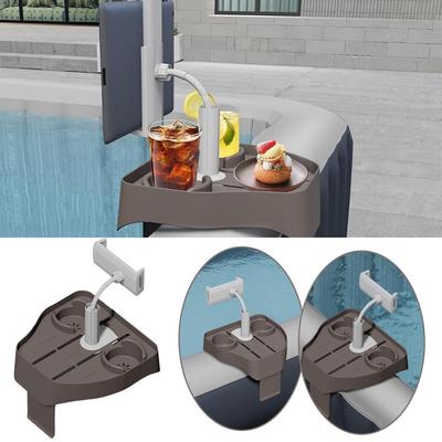 Nastavitelný stolek na vířivku s držákem na hrnek a stojánkem na telefon pro lázně, bazény, nafukovací bazény pro venkovní použití V2G7