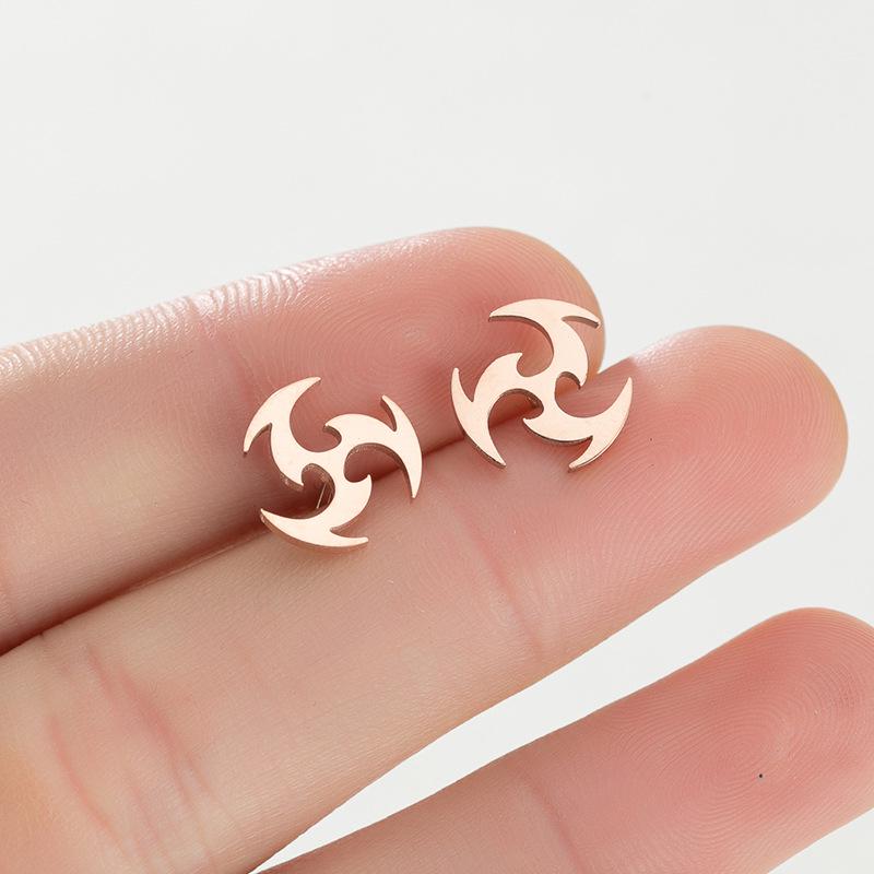 Unisex Stainless Steel Punk Musical Note Earrings with Whirlwind Design