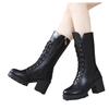 Plus Size Mid Calf Motorcycle Boots Winter New Martin Boots Women Chunky Heel Platform Military Boots