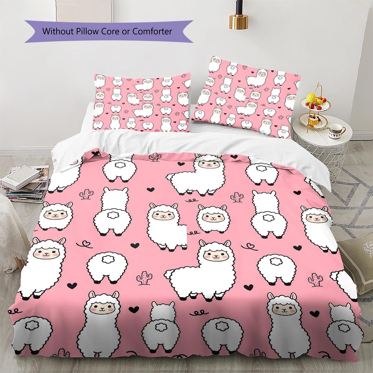 

Pink Cartoon Art Pattern Bedding,Quilt Set Quilt Cover Pillowcase Home Birthday Gift (1 * duvet cover + 2 * pillowcase, without core) 135x200cm