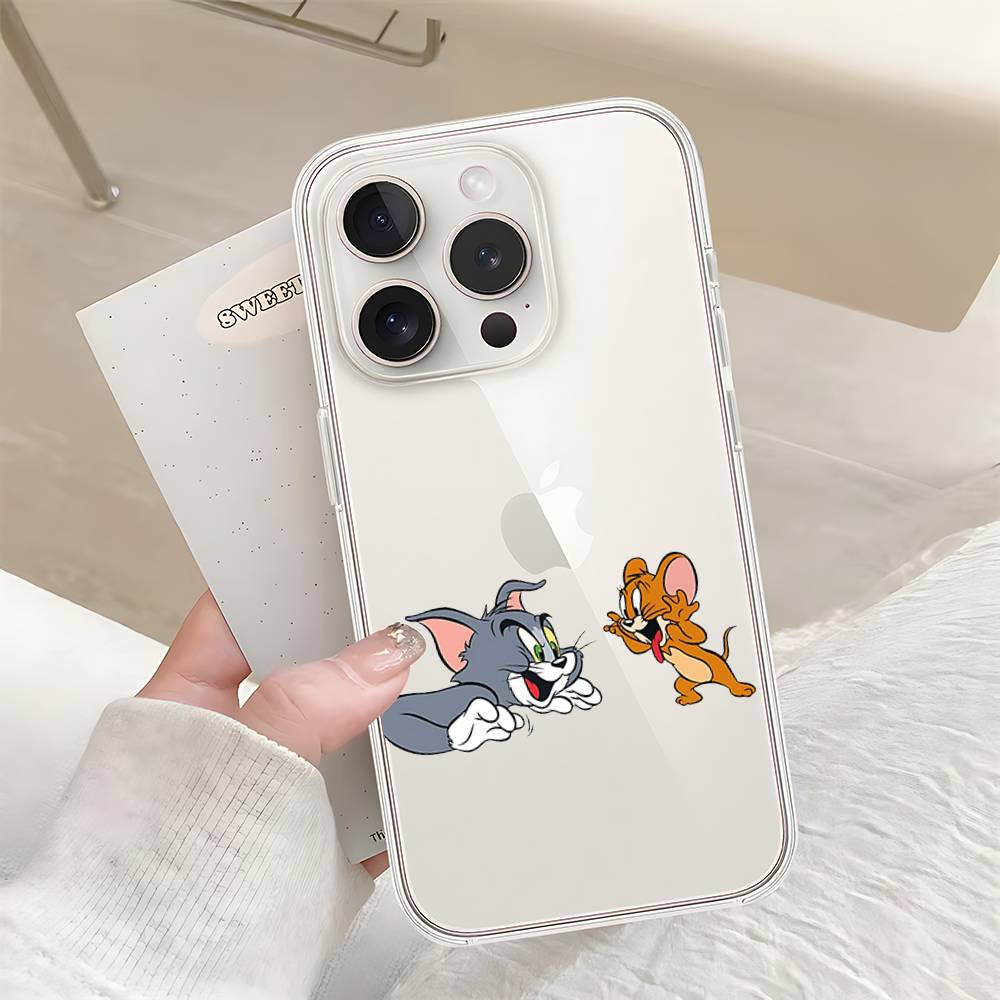 Cute Jerry And Tom-S Phone Case For IPhone 17 16 15 14 Plus 13 12 11 Pro Max Phone Back Cover Transparent Shockproof Cover