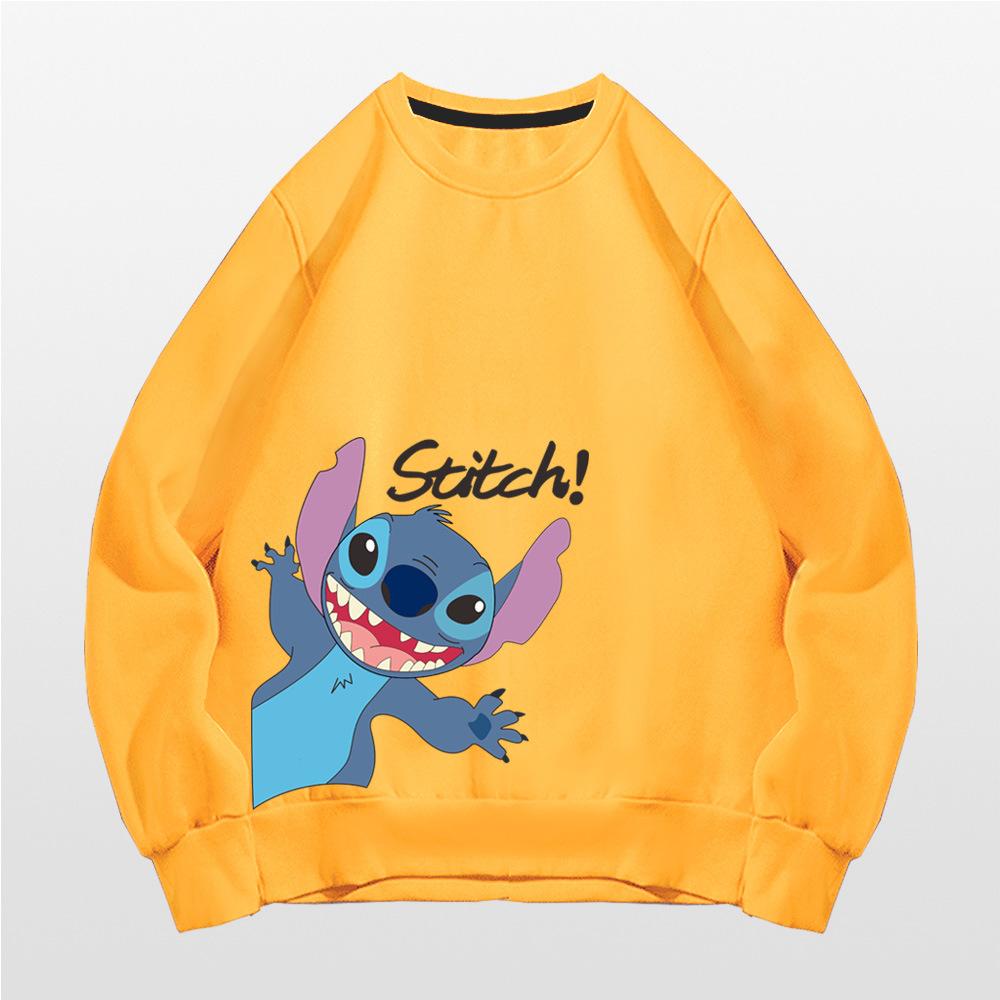 Stitch Crew Neck Sweater Men's and Women's Trendy Brand Autumn Animation Cute Couple Loose Shoulder Clothes