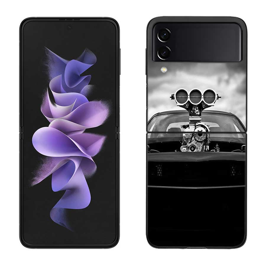 Чехол Racing Engine с открытыми мышцами для Samsung Galaxy Z Flip 3 Flip 5 4 5G, черный жесткий чехол для мобильного телефона Samsung Z Flip 5 5G Samsung Z Flip 5 5G