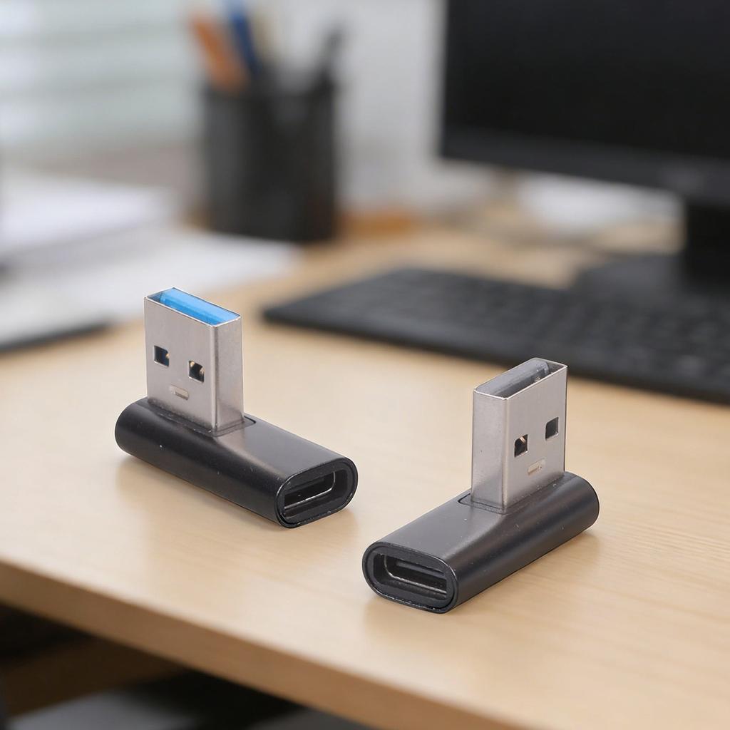 2Pcs/pack USB 3.0 To USB C 90 Degree Bend Adapter Convenient Connection For Computer Tablet Mobile Accessories
