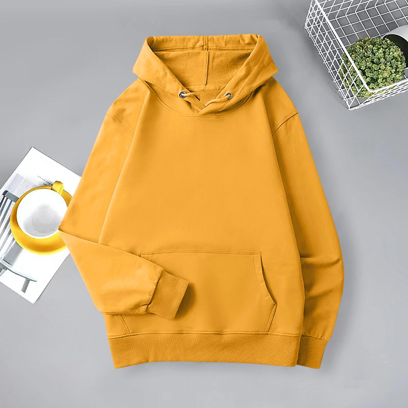 

Женская модная повседневная свободная однотонная толстовка с капюшоном и длинным рукавом XXXL жёлтый