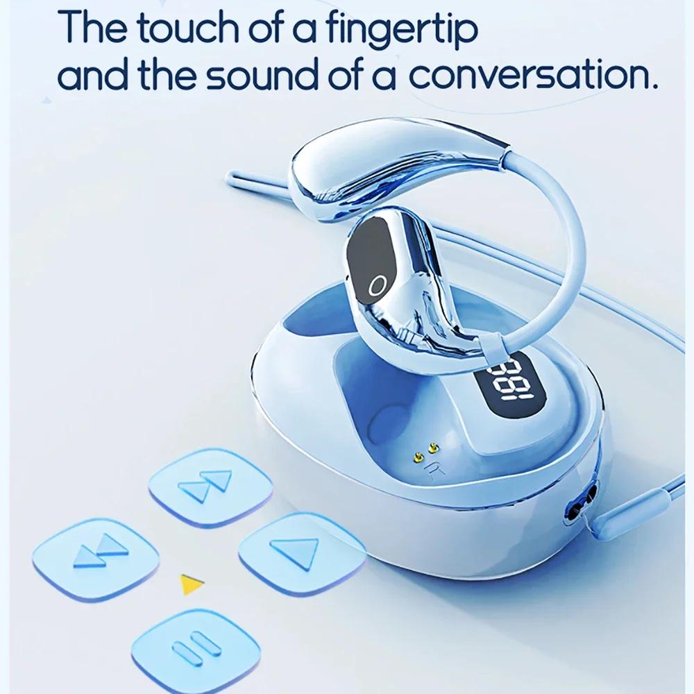 Bluetooth 5.4 Earphones Wireless Ear Hook Headphones Noise Reduction LED Display Headsets HiFi Stereo Earbuds