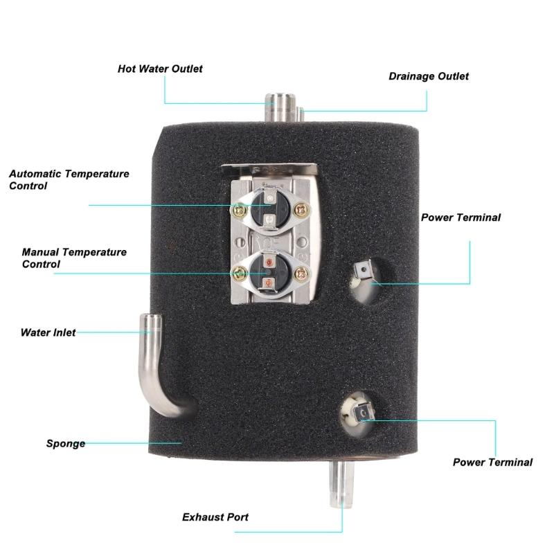 Home Repair Heater Tank Replacement Part for Water Dispenser Use, Insulated Wrapped Body with Visible Pipe Layout and Terminal Unit