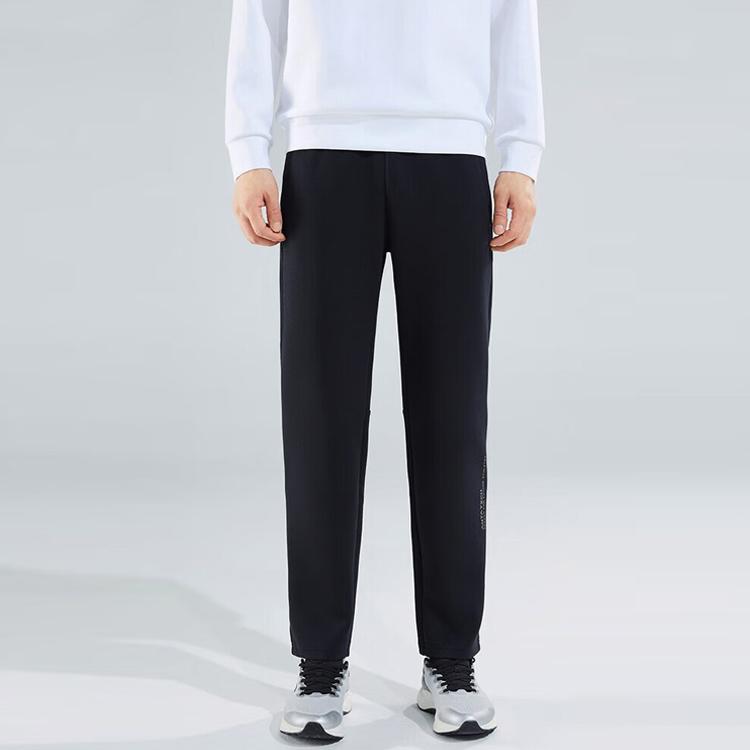 Anta Training Series Solid Color Letter Detail Casual Sports Long Pants Men Bottoms Black 152317315-1