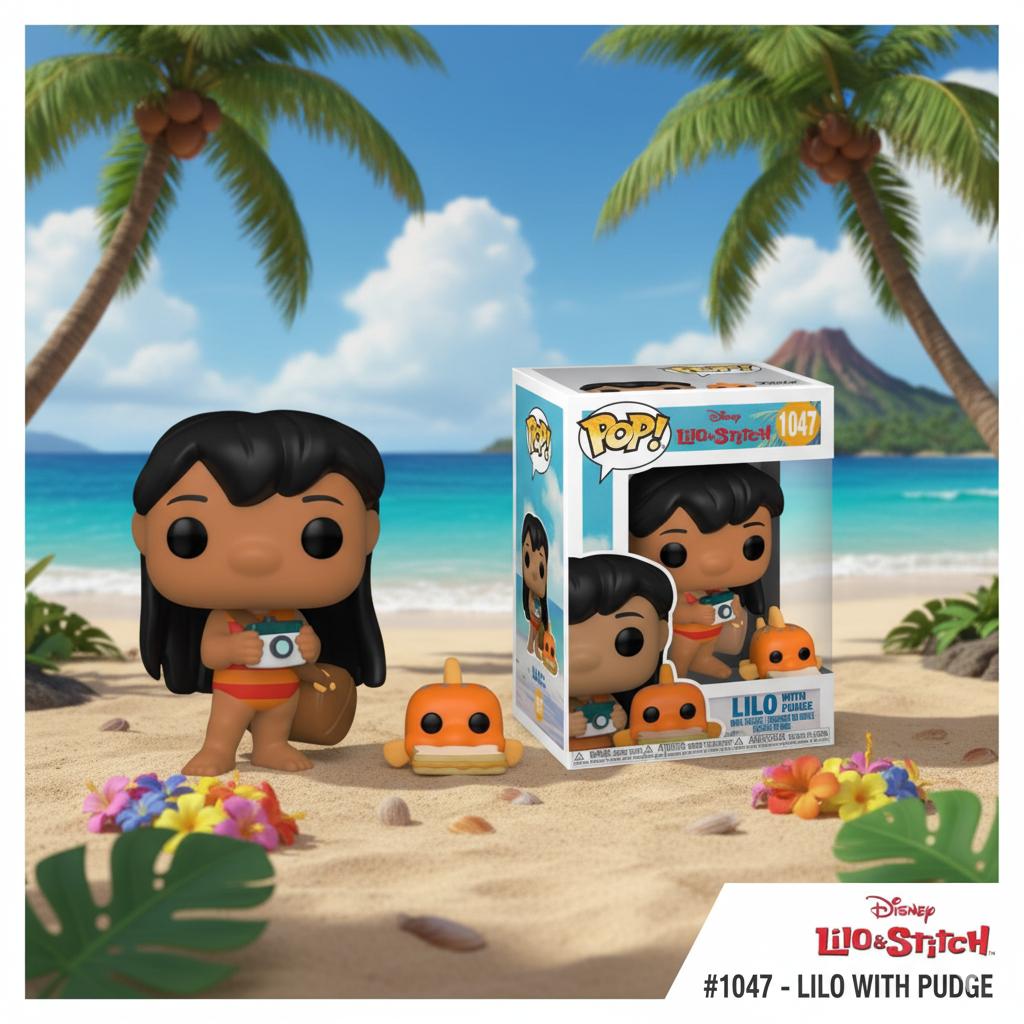 Lilo and Stitch Figure Lilo with Pudge Lilo & Stitch Lilo With Pudge Funko Pop Toy 10 Cm # 1047