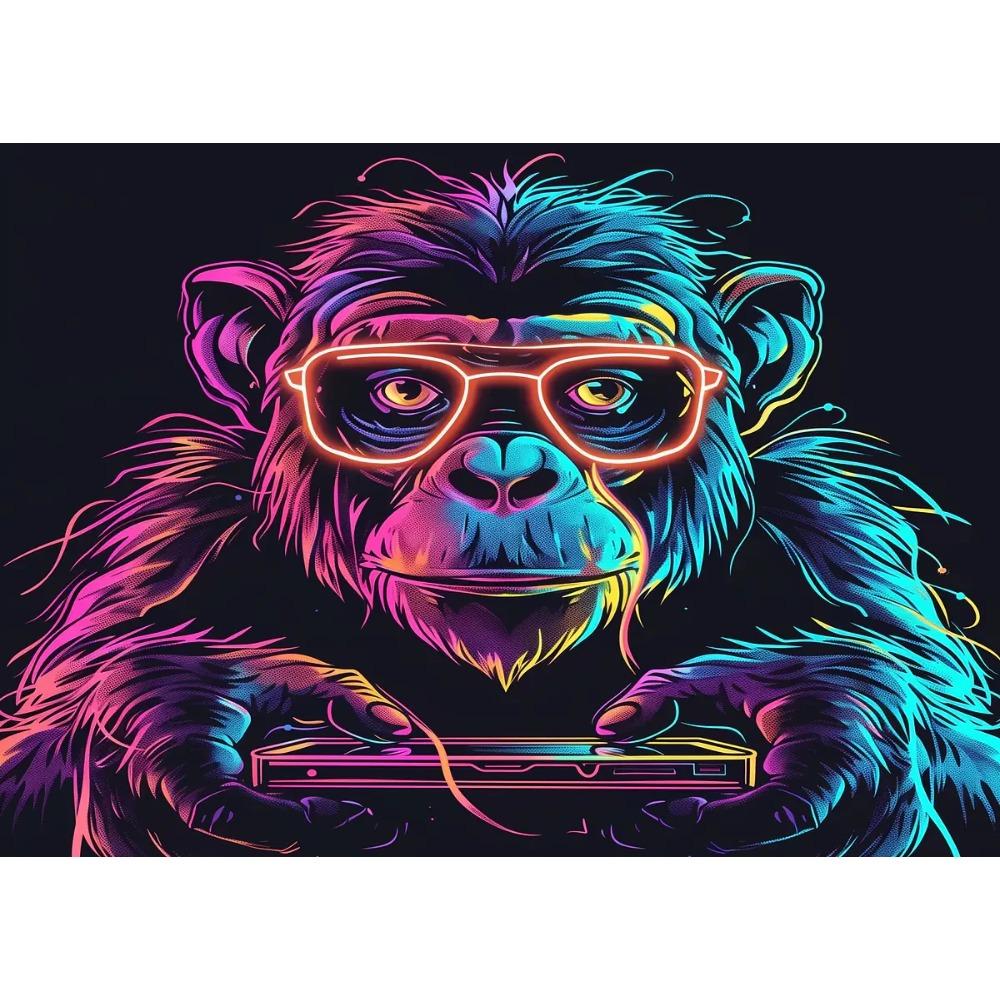 Interessantes Tier-Spieler-Poster Brillanter Neon-Effekt Panda Hund Gamer-Drucke Leinwand Wandbilder Heim Wohnzimmer Dekor