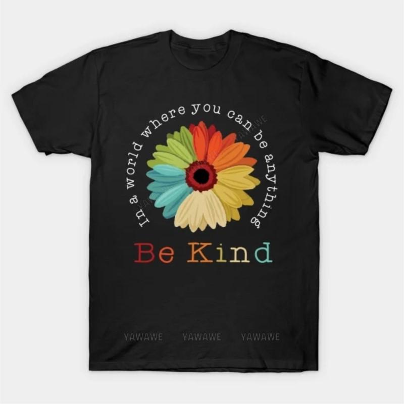 

Adult tee tops teenager fashion cotton teeshirt Be Kind T Shirt brand casual short sleeve for men Oversized mens summer tshirt S
