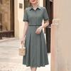 ZANZEA Women Casual Turn Down Collar Solid Color Short Sleeve Elegant Dress