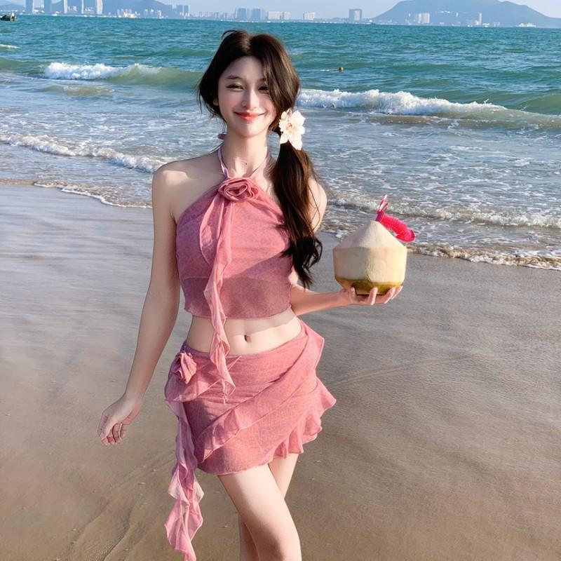 Cute Girl Diary Pure Sex Style Sexy Hot Bikini Three-piece Split Swimming Suit Female Vacation