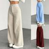 Women's Mid Waist Corduroy Wide Leg Pants Casual Straight Leg Trousers