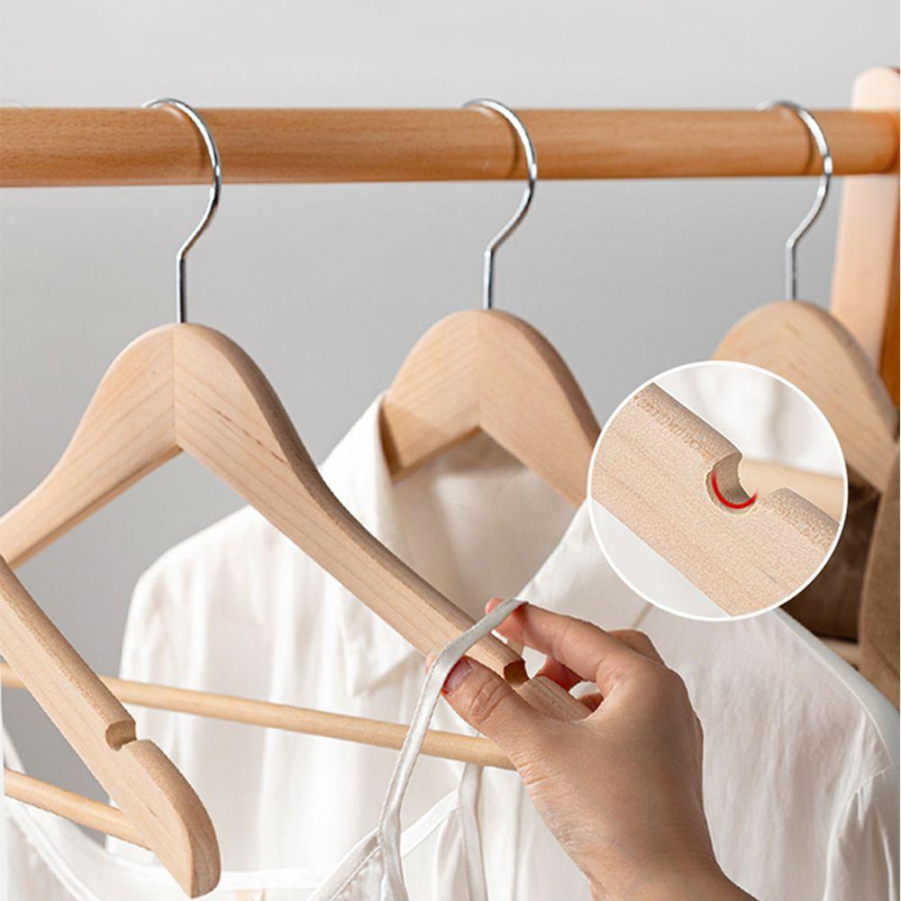 High-Grade Natural Wooden Shirt Coat Hangers Garments Clothes Trouser Bar