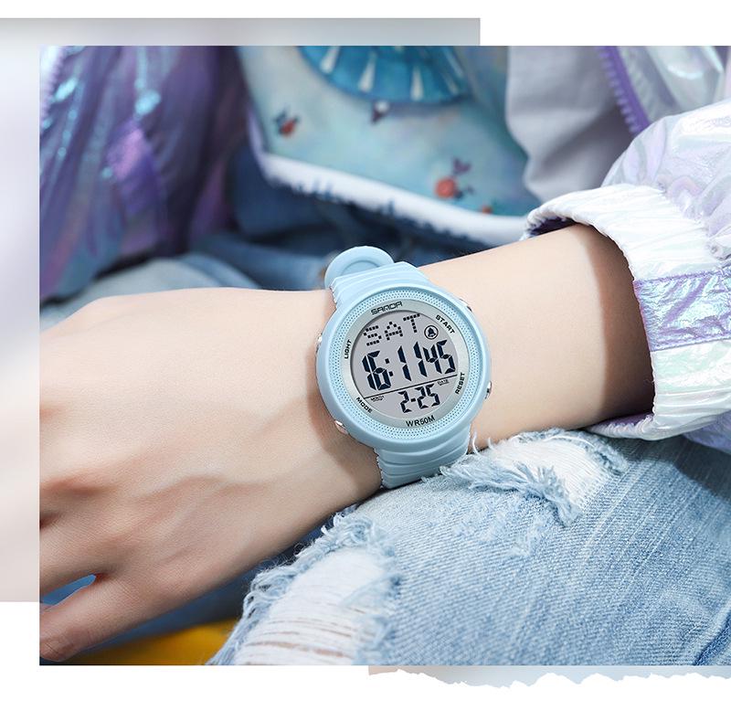 Sanda Trendy Korean Style Luminous Waterproof Watch for Outdoor Sports - Unisex Multifunctional Display.