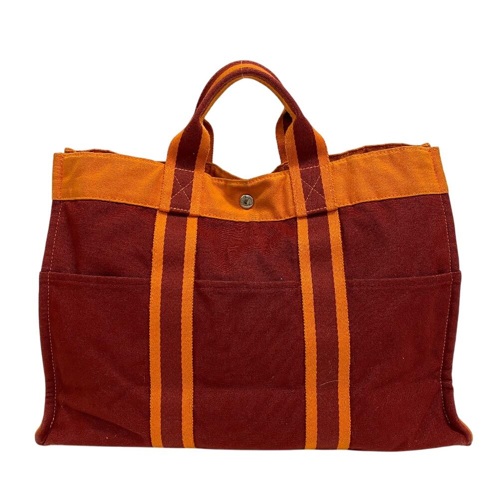 Hermes Hawaii French Festival Limited 2002 Fool Toe Canvas Fool ToeMM Tote Bag Orange Canvas Unisex Used