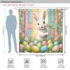 Cute Bunny With Colorful Eggs Shower Curtain Waterproof Easy To Clean Privacy Protection Print Spring Garden Design 12 Hooks
