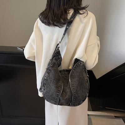 Casual Denim Messenger Bag Women's Personality Relaxation Large Capacity Tote Bag Trendy Versatile Lightweight Shoulder Bag