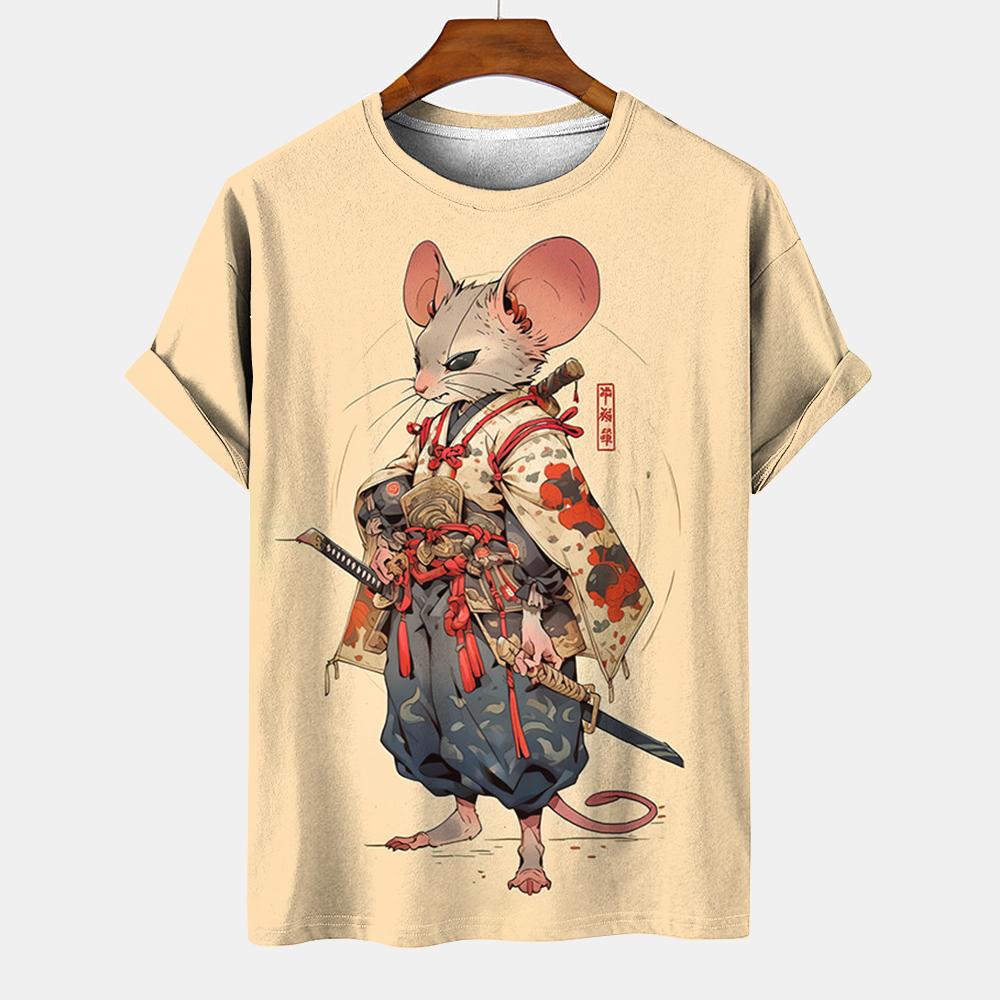 Men's Japanese T-Shirt Ukiyoe Animal Pattern T-Shirt 3D Printing