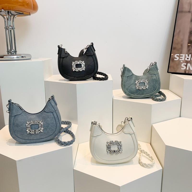 Square diamond fashion woven shoulder strap small bag women's 2024 spring and summer niche design temperament messenger bag women's bag