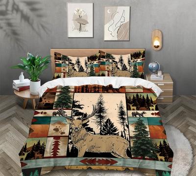 Country Farmhouse Påslakan Queen King Size Djur Vilda Djur Stuga Sängkläder Set Nostalgisk Rumsdekor 3 Delar Med 2 Örngott