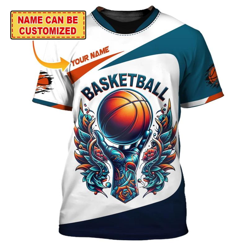 Outdoor Basketball Sports Men's T Shirt Personalization Name Print Short Sleeve Tee Fashion Breathable Clothing Summer Loose Top