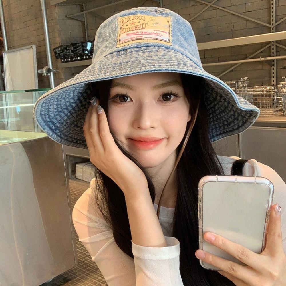 Wide Wings Denim Bucket Hat Big Brimmed Sunscreen Hat Casual Jeans Fisherman Hat  Women