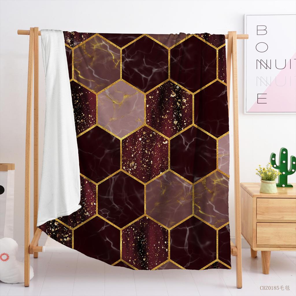 3D Honeycomb Lattice Digital Printed Flannel Blanket
