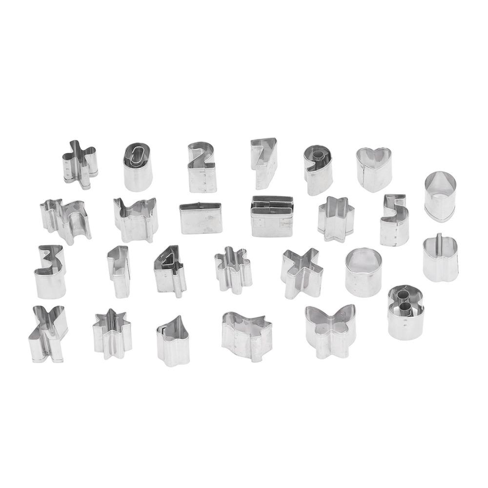 26pcs Digital Geometry Baking Mold Stainless Steel Number Pattern Mould Polymer Clay Craft