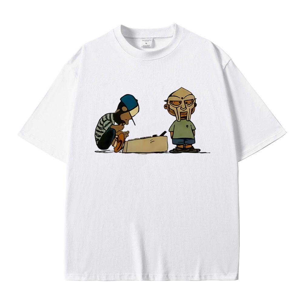 Rapper Mf Doom MM FOOD Cartoon Style Print T Shirt Men Women Hip Hop Fashion Oversized Tshirts Mens Casual Vintage Streetwear