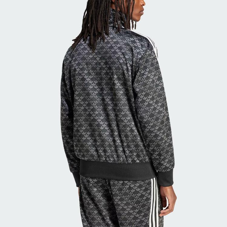 Adidas Originals Football Classic Mono Track Top With Full Print Three-Stripe Color Block Stand Collar Long Sleeve Jacket Men Tops Black IS0218