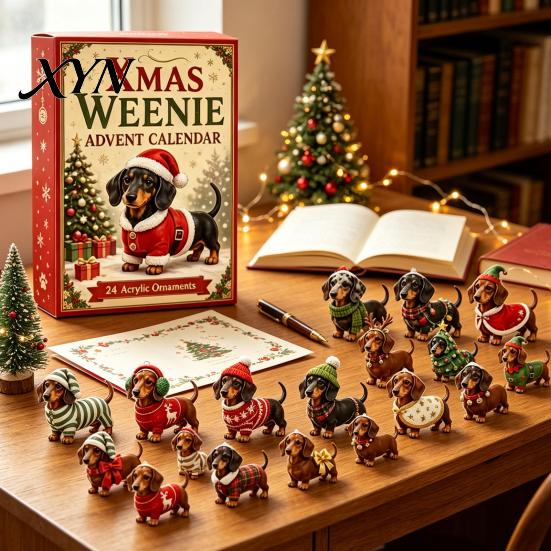 Geburtstagsgeschenke für Kinder 3D Dackel Adventskalender mit 24 einzigartigen Mini-Hundefiguren, Weihnachten Tägliche Countdown-Aktivität Set Spielzeug Kinder, Feiertag