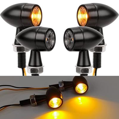 RACEAST Motorcycle LED Turn Signals, Round Bullet Shape, Compact, 12V, High Brightness, Waterproof, Mini, Retro Style, Miniature, M8, Universal Fit, E