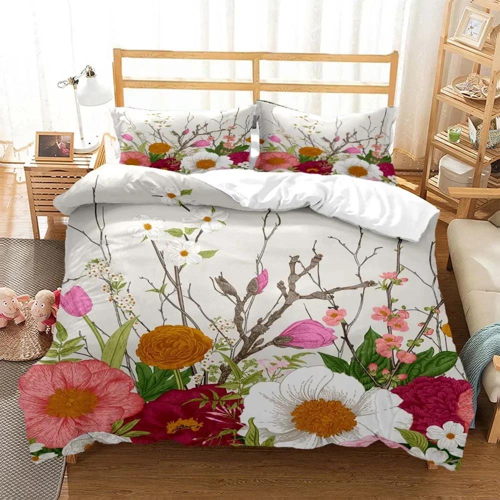 Blumen Digitaldruck Bequeme Bettdecke Bettbezug Kissenbezug Bettwäsche Set Kinderzimmer Dekoration Heimtextilien