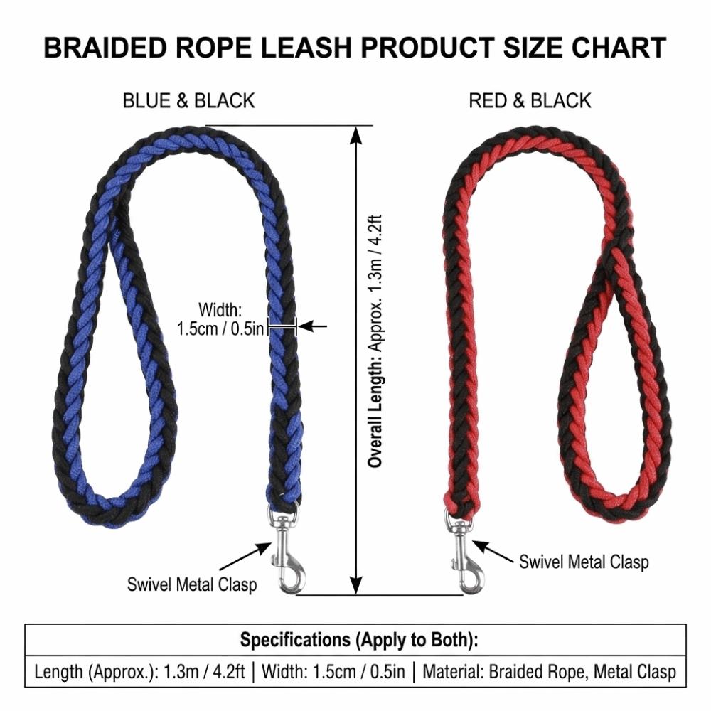8-strand Woven Dog Slip Lead Bright Color Pet Rope Durable Training Leash  Medium Large Dogs