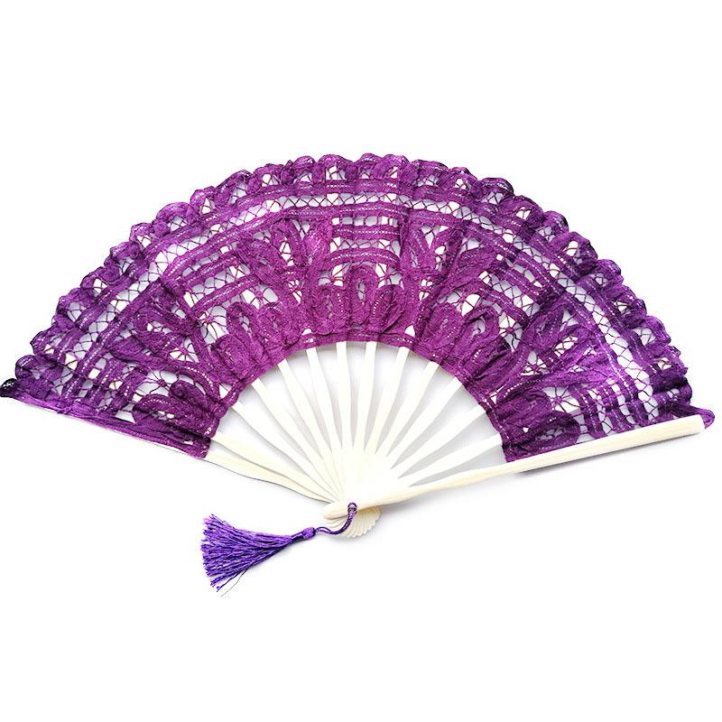 Retro Lace Fan Dance Women Performance Photography Photo Props 27cm Court Vintage Bamboo Folding Hand Fan Chinese Dance Fan