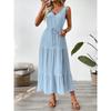 New Women's Summer Dress European Style Simple Solid Color V-neck Sleeveless Strappy Casual Dress
