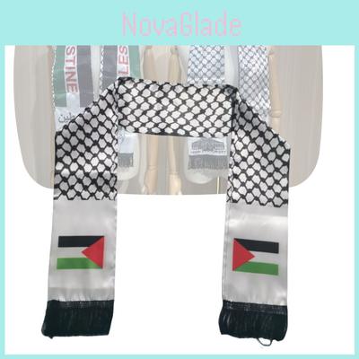 Szal z Flagą Palestyny 14*130cm Dwustronny Materiał Poliestrowy