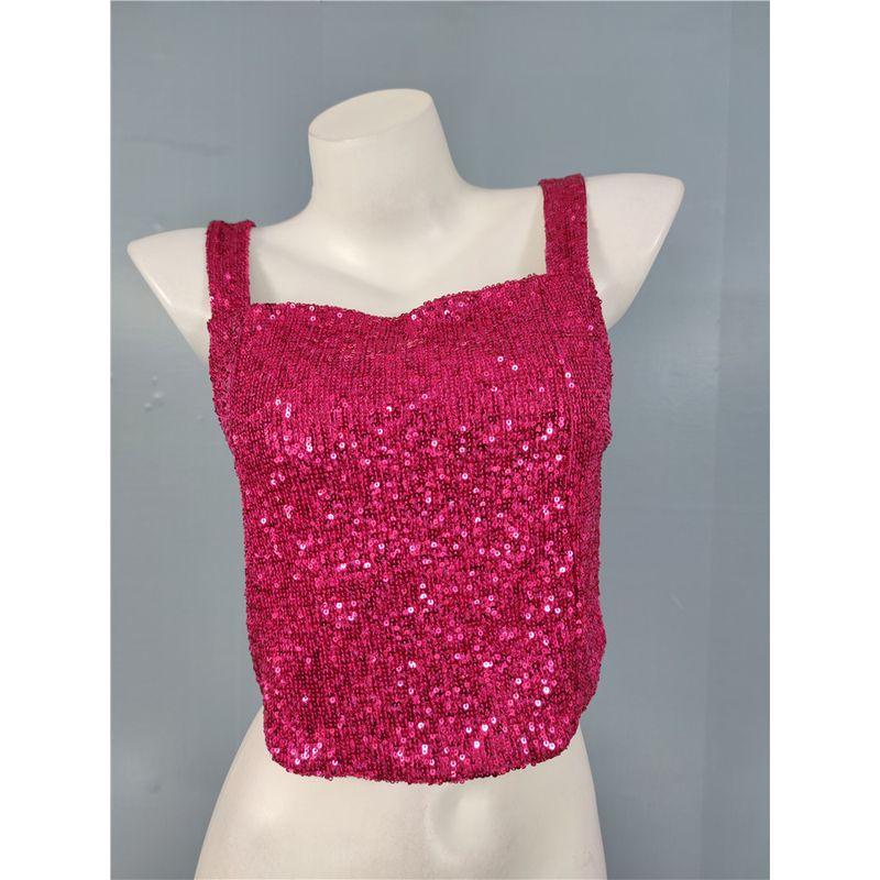 

Газовое поле Розово-красный Блестящий Кардиган Майка Пайетки Rose (vest) L