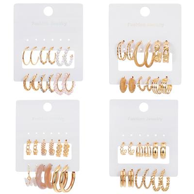 2023 Fashion Women's Earrings Pearl Pink Diamond Carded Earrings Butterfly Pearl Khaki Resin Carded Multi-Layered C-Shaped Pentagram Snake Pattern