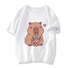 Funny T Shirt Capybara with Turtle Loves Bubble Milk Tea Printed T Shirt Girls/Boys Kawaii Kids Clothes Harajuku Shirt Tops
