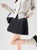 Women's A-Line Pleated Wool Skirt In Dark Gray - Retro College Style, High Waist, Plus Size, Slimming for Spring 2026