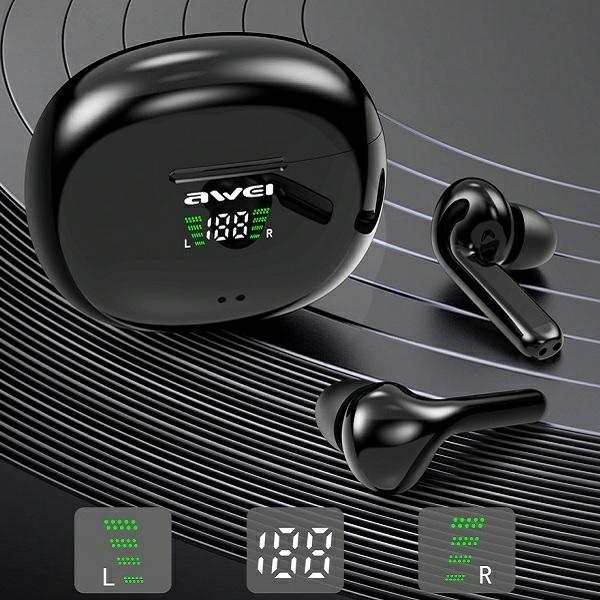 Awei Słuchawki Bluetooth 5.0 T15P Tws+ Stacja Dokująca Czarny/Black