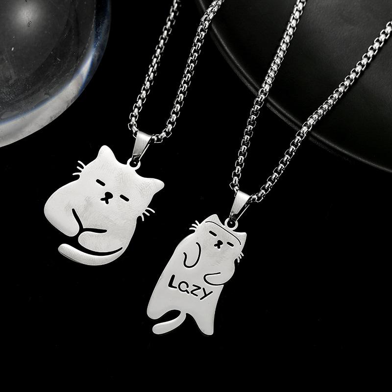 Kitty Mi Titanium Steel Necklace Simple and Versatile Hip-Hop Couple Pair of Necklaces Gift Sweater Chain
