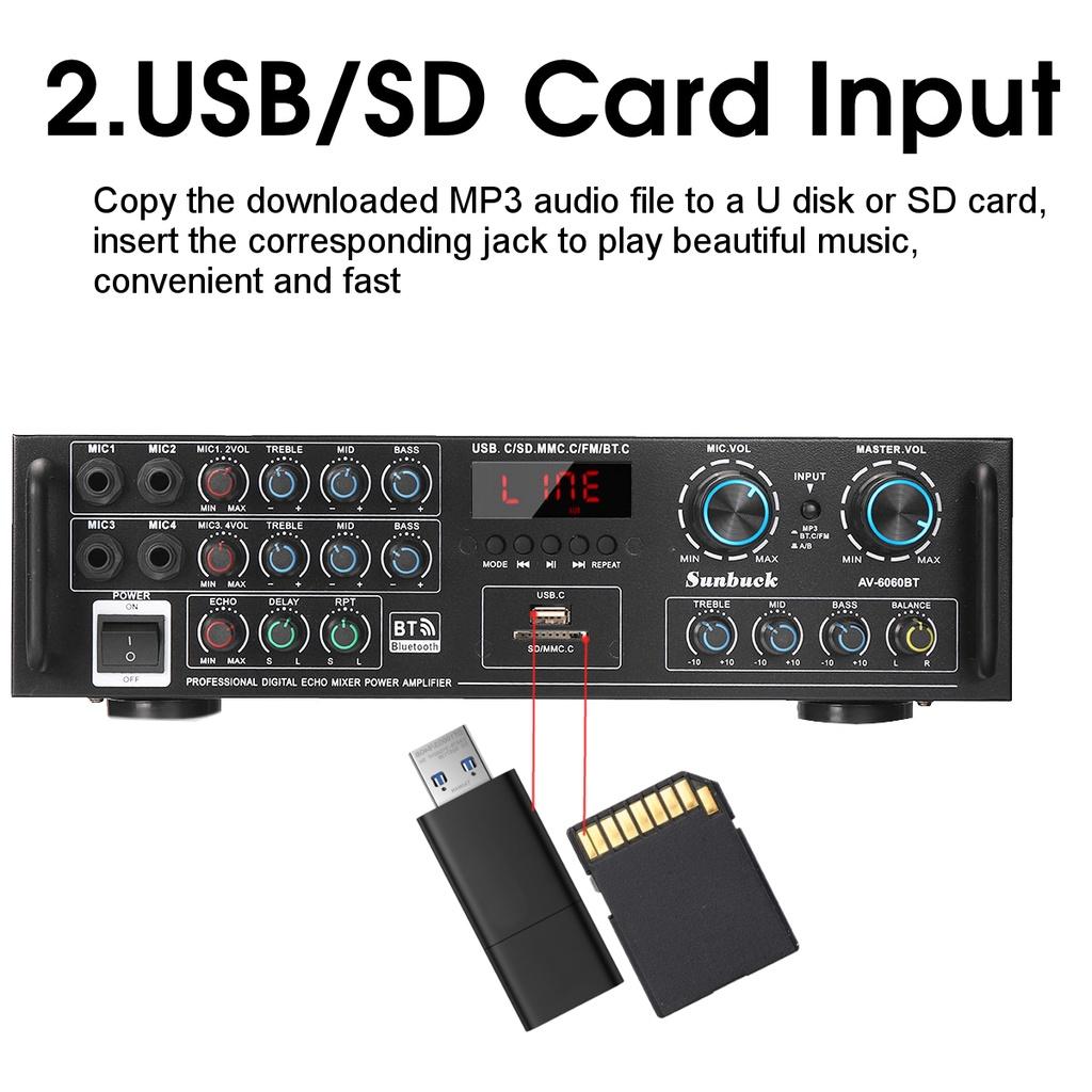 AC 110/220V 3000W HIFI Heimkino Karaoke Verstärker Audio Unterstützung FM USB SD mit Fernbedienung Audio Leistungsverstärker