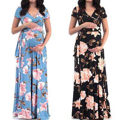 Women Pregnant Maternity Breastfeeding Sexy Floral Short Sleeve Dress