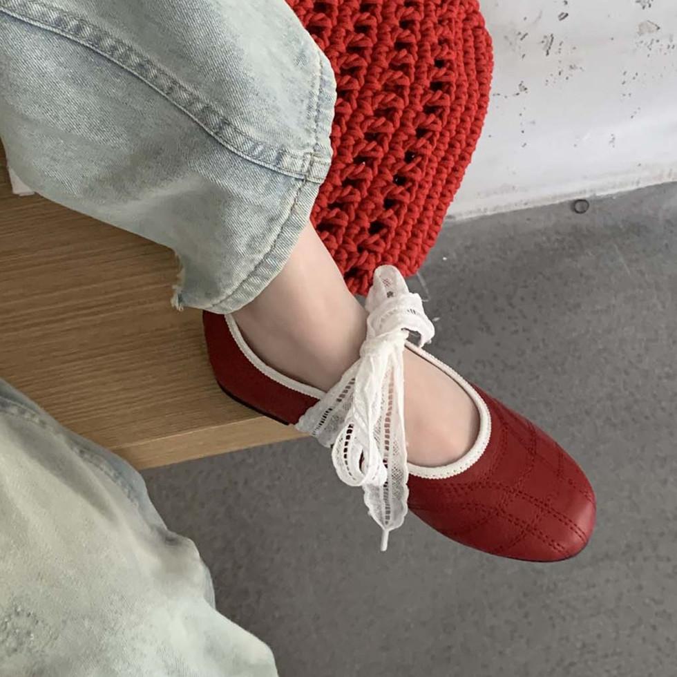 Fashion IPPEUM Women Ballet Flats Round Toe 2025 New Fashion PU Leather Mary Janes Ballerina Flat Shoes