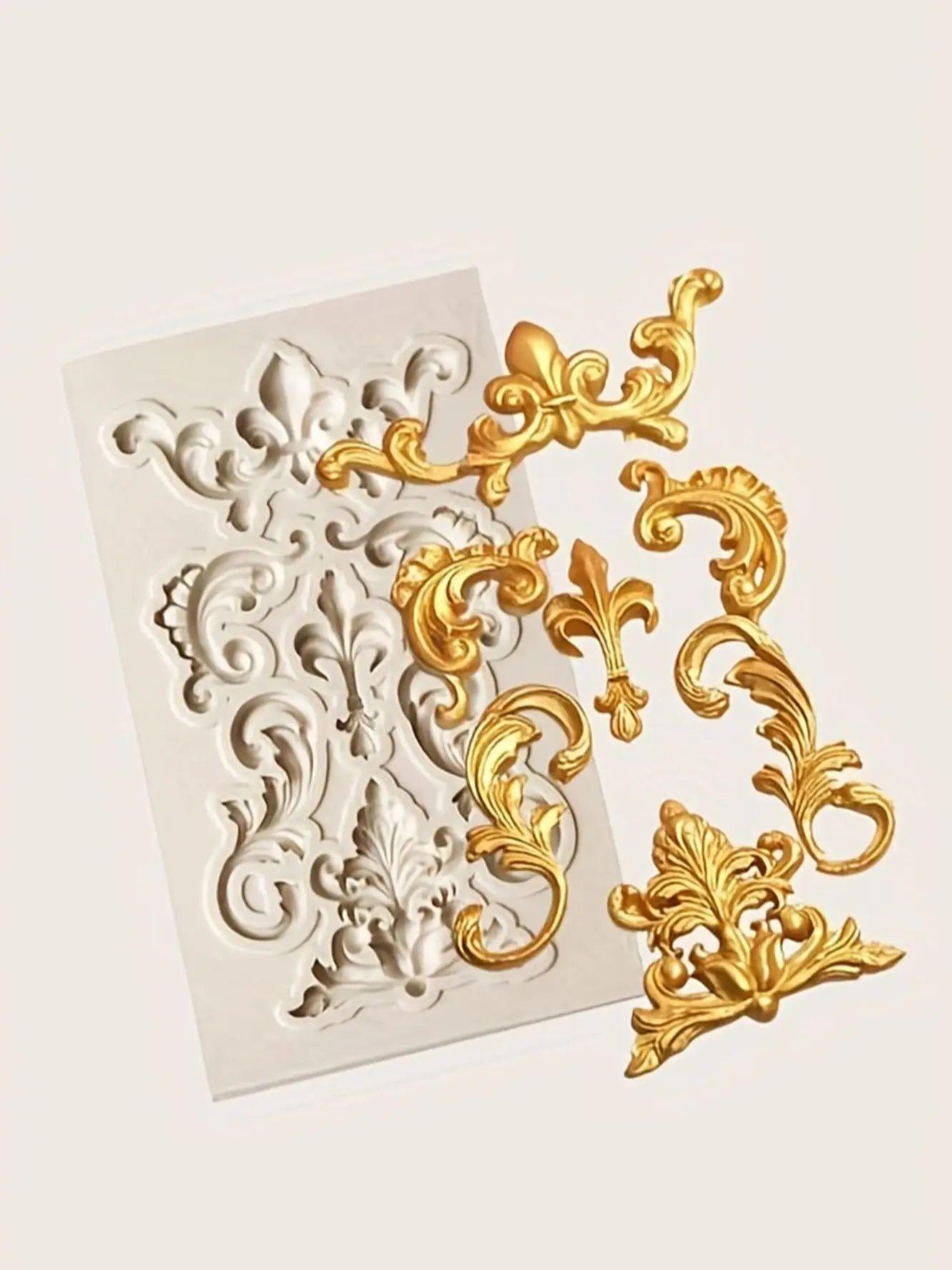 

1 шт. Винтажная цветочная форма для дизайна в случайном порядке, европейская рельефная силиконовая форма для поделок белый